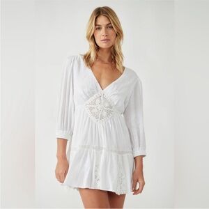 Free People White Asymmetrical Tiered Tunic Dress